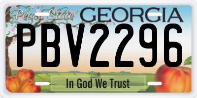 GA license plate PBV2296