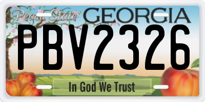GA license plate PBV2326