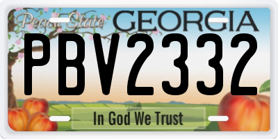 GA license plate PBV2332