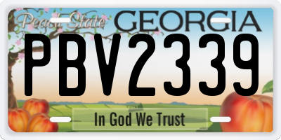 GA license plate PBV2339