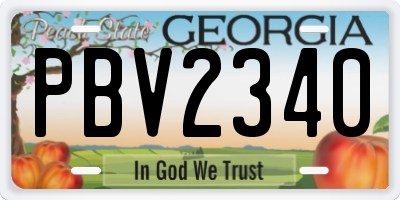 GA license plate PBV2340