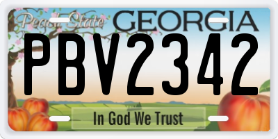 GA license plate PBV2342
