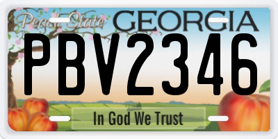 GA license plate PBV2346