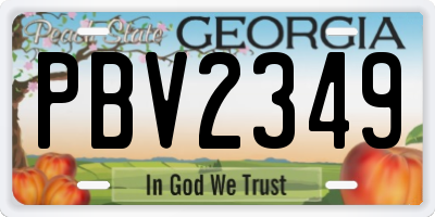 GA license plate PBV2349