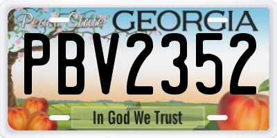 GA license plate PBV2352