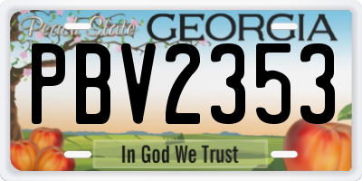 GA license plate PBV2353