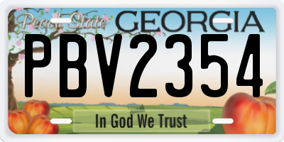 GA license plate PBV2354