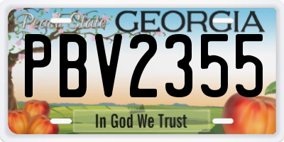 GA license plate PBV2355