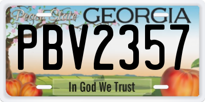 GA license plate PBV2357