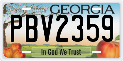 GA license plate PBV2359