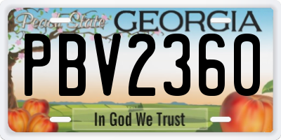 GA license plate PBV2360