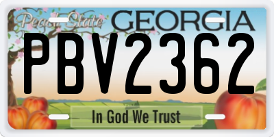 GA license plate PBV2362
