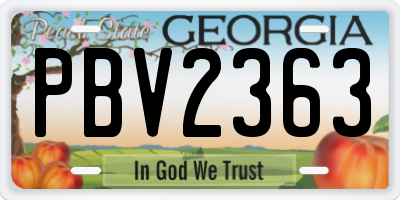 GA license plate PBV2363