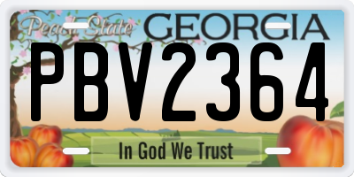 GA license plate PBV2364