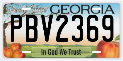 GA license plate PBV2369