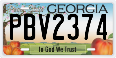GA license plate PBV2374