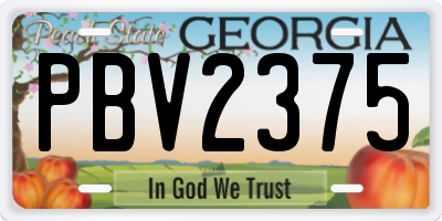 GA license plate PBV2375