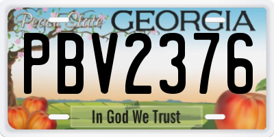 GA license plate PBV2376