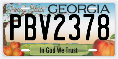 GA license plate PBV2378