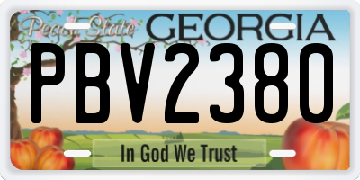 GA license plate PBV2380
