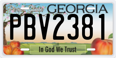 GA license plate PBV2381
