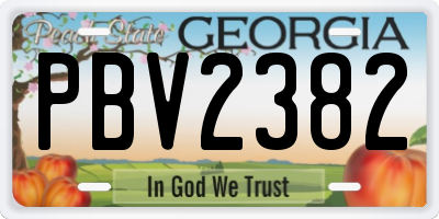 GA license plate PBV2382