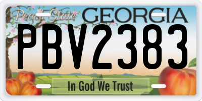 GA license plate PBV2383