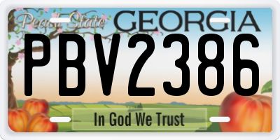 GA license plate PBV2386
