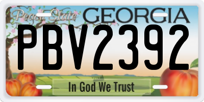 GA license plate PBV2392