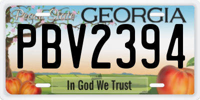 GA license plate PBV2394