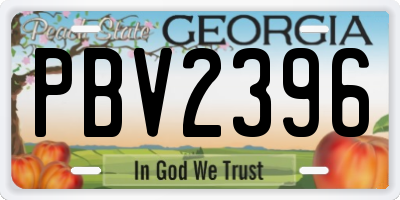 GA license plate PBV2396