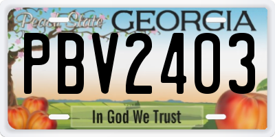 GA license plate PBV2403