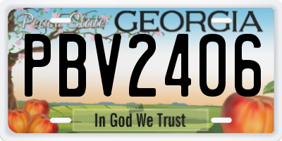GA license plate PBV2406