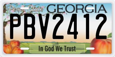 GA license plate PBV2412