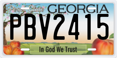 GA license plate PBV2415