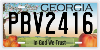 GA license plate PBV2416
