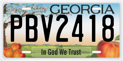 GA license plate PBV2418