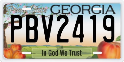GA license plate PBV2419