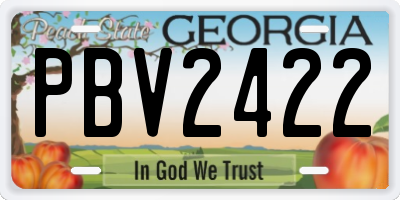 GA license plate PBV2422