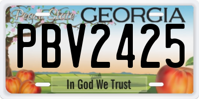 GA license plate PBV2425