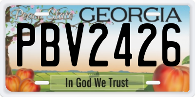 GA license plate PBV2426