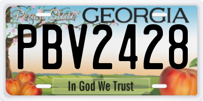 GA license plate PBV2428