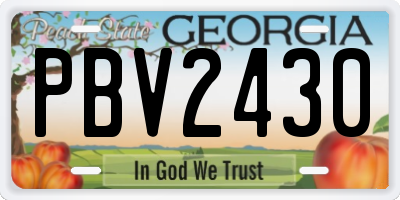 GA license plate PBV2430