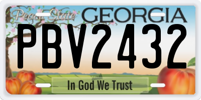 GA license plate PBV2432