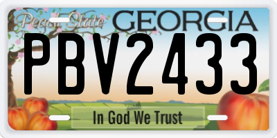 GA license plate PBV2433