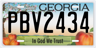 GA license plate PBV2434