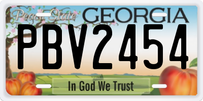 GA license plate PBV2454