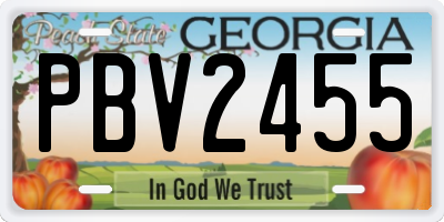 GA license plate PBV2455