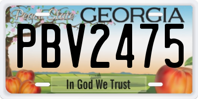 GA license plate PBV2475