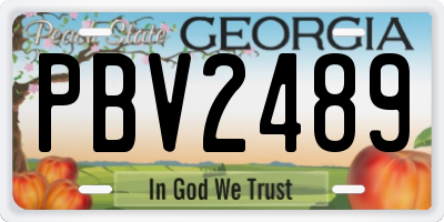 GA license plate PBV2489